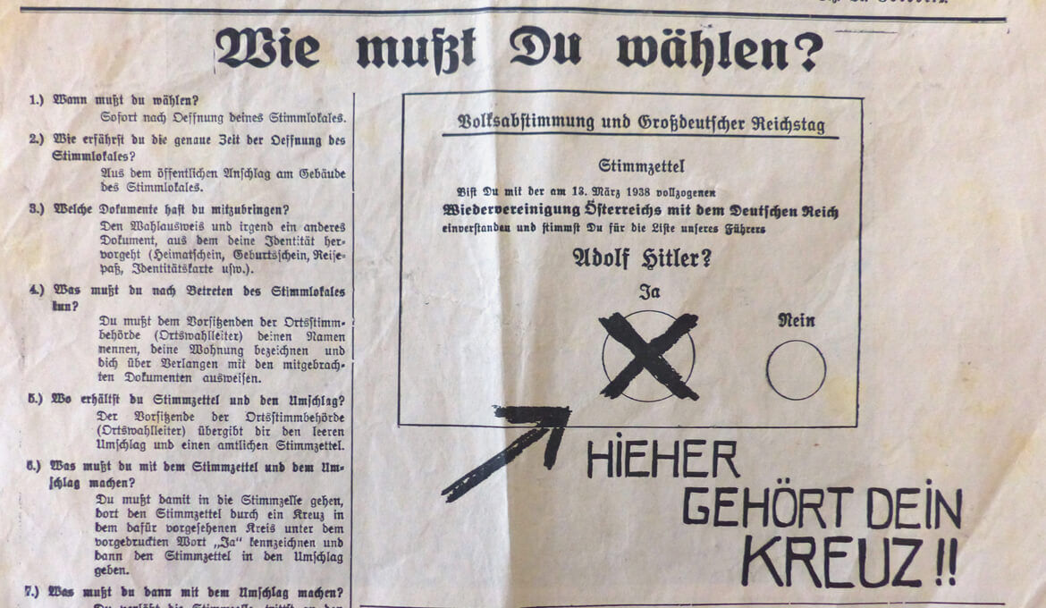 Wahlempfehlung aus Grenzmarkzeitung 8.April 1938, ©BLA