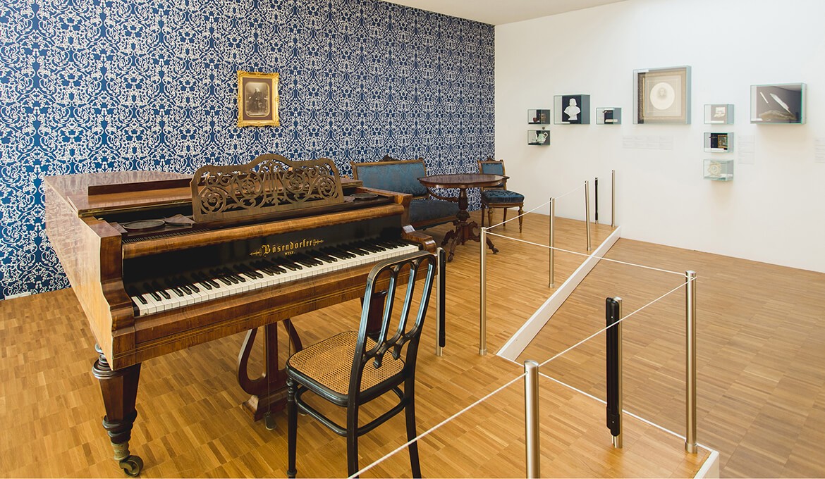 Permanent exhibition in the foyer of the concert house in the Liszt-House Raiding, photo:© Heiling / Lorenz